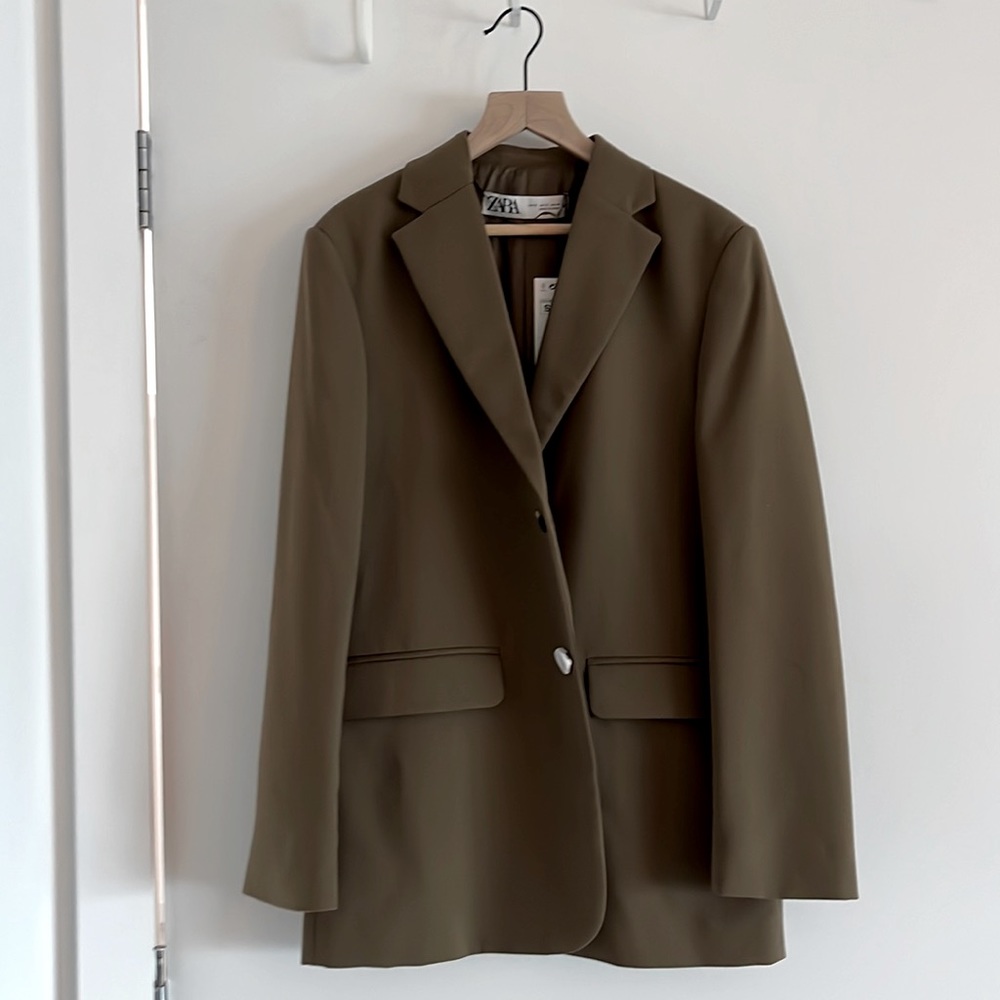 Olive green zara blazer oversized